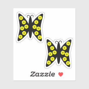 Pretty Black & Yellow Floral Butterfly