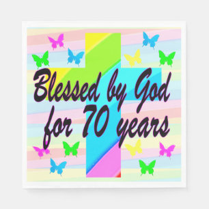 PRETTY BLESSED BY GOD 70TH BIRTHDAY NAPKINS
