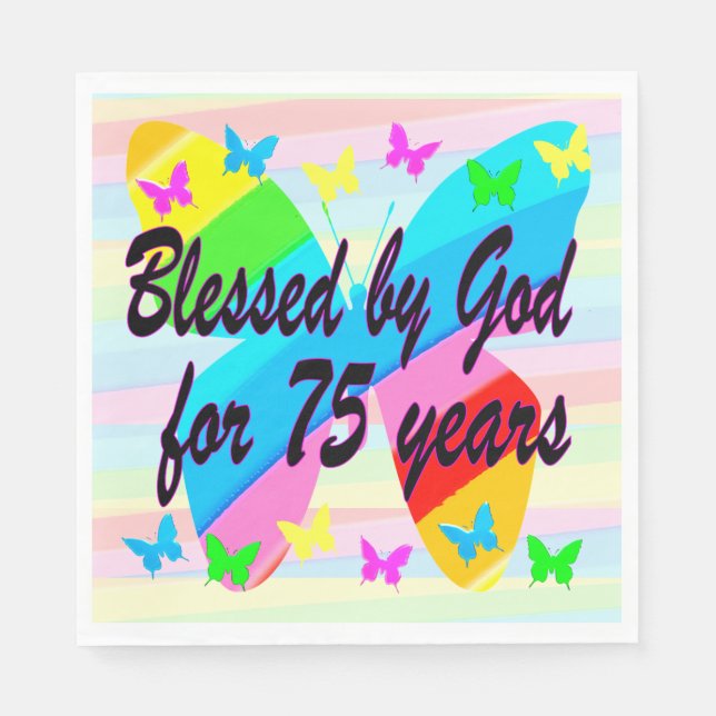 PRETTY BLESSED BY GOD 75TH BIRTHDAY PARTY NAPKINS (Front)