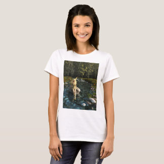 Pretty Blonde Fairy Paddling in a Forest Stream T-Shirt