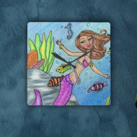 Pretty Blonde Mermaid Pearls Pink Tail in Ocean