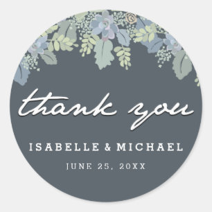 Pretty Blooms Vintage Garden Wedding Thank You Classic Round Sticker