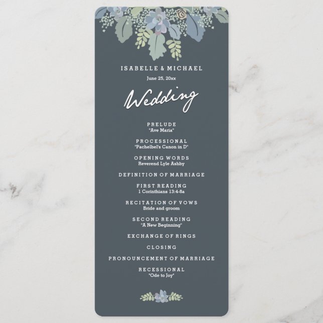Pretty Blooms Vintage Gardens Wedding Program (Front)