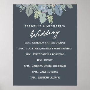 Pretty Blooms Vintage Wedding Day of Schedule Poster