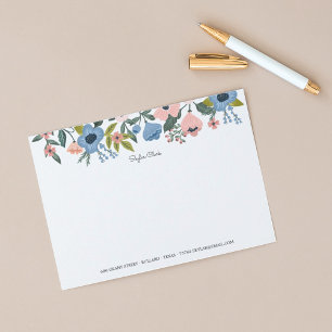 Pretty Blossom Pink & Blue Floral Frame & Notes