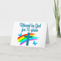PRETTY BLUE 75TH BIRTHDAY CHRISTIAN DESIGN