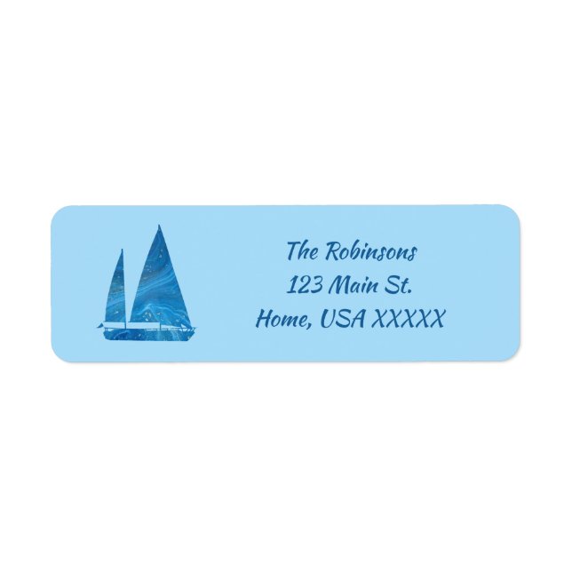 Pretty Blue Abstract Sailboat (Front)