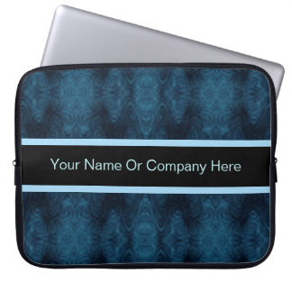 Pretty Blue and Black Abstract Laptop Sleeve
