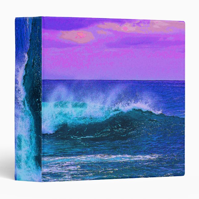 Pretty Blue and Lavender Ocean Landscape Binder (Front/Spine)