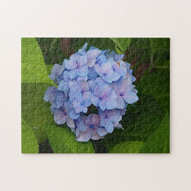 Pretty Blue and Pink Hydrangea Floral Photo Jigsaw Puzzle (Horizontal)