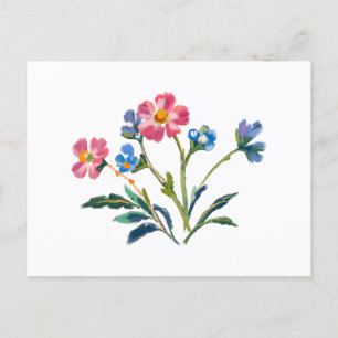 Pretty Blue and Pink Wildflowers Postcard