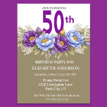 Pretty Blue and Purple Peony 50th Birthday Invitation<br><div class="desc">Celebrate a milestone in elegant style with this stunning 50th birthday invitation featuring lush watercolor peonies in rich shades of purple, lavender, and soft blue. Designed with a sophisticated floral arrangement and modern typography, this invitation creates a timeless and luxurious feel perfect for a memorable celebration. Ideal for women’s milestone...</div>