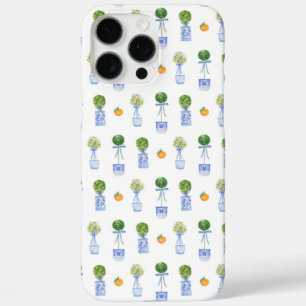 Pretty Blue and White Chinoiserie Topiary Bow iPhone 16 Pro Max Case
