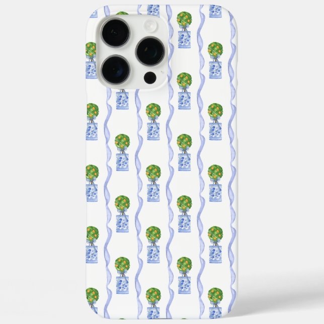 Pretty Blue and White Chinoiserie Topiary Case-Mate iPhone Case (Back)