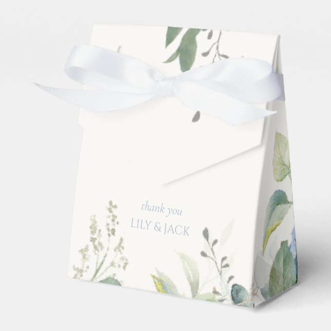 Pretty Blue and White Hydrangea Event Wedding  Favor Box (Front Side)