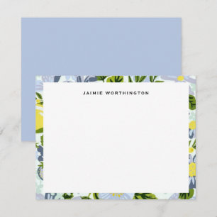 Pretty Blue and Yellow Floral Pattern Girly Card