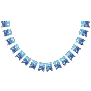 Pretty Blue Atlantic Ocean Waves Sky Birthday Bunting Flags