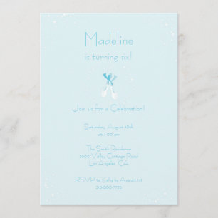 Pretty Blue Ballet Slippers Birthday Invite
