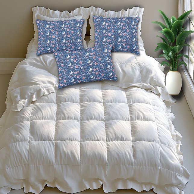 Pretty Blue Birds Pink Roses Elegant Accent Pillow (Creator Uploaded)