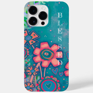 Pretty Blue Blessed inspirivity Pink Floral Case-Mate iPhone 14 Pro Max Case