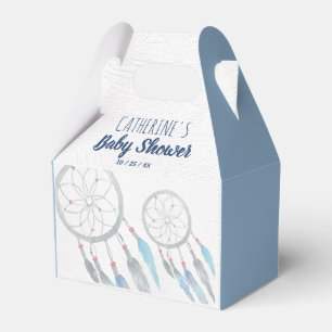 Pretty Blue Boho Dreamcatcher Baby Shower Favor Box