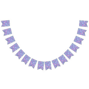 Pretty Blue Botanical Wildflower Floral Bunting Flags