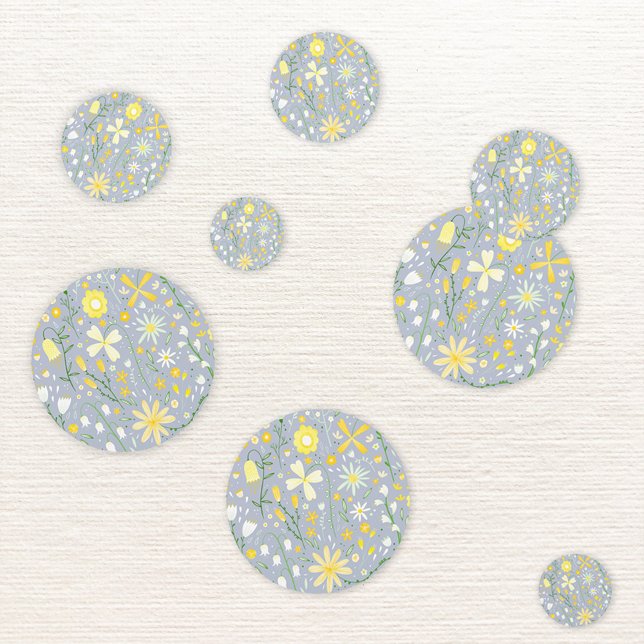 Pretty Blue Botanical Wildflower Floral Confetti (Wild flower yellow and powder blue modern table confetti)