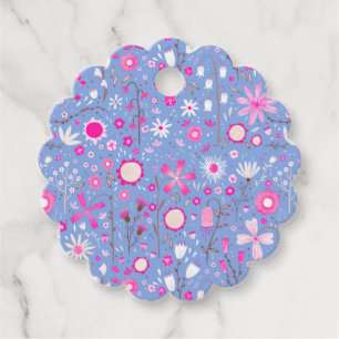 Pretty Blue Botanical Wildflower Floral Favour Tags