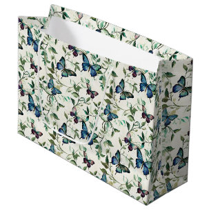 Pretty Blue Butterflies Bridal Shower Large Gift Bag