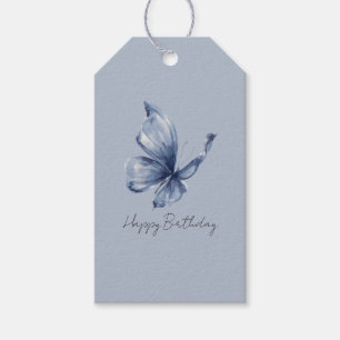 Pretty Blue Butterfly Birthday Gift Tags