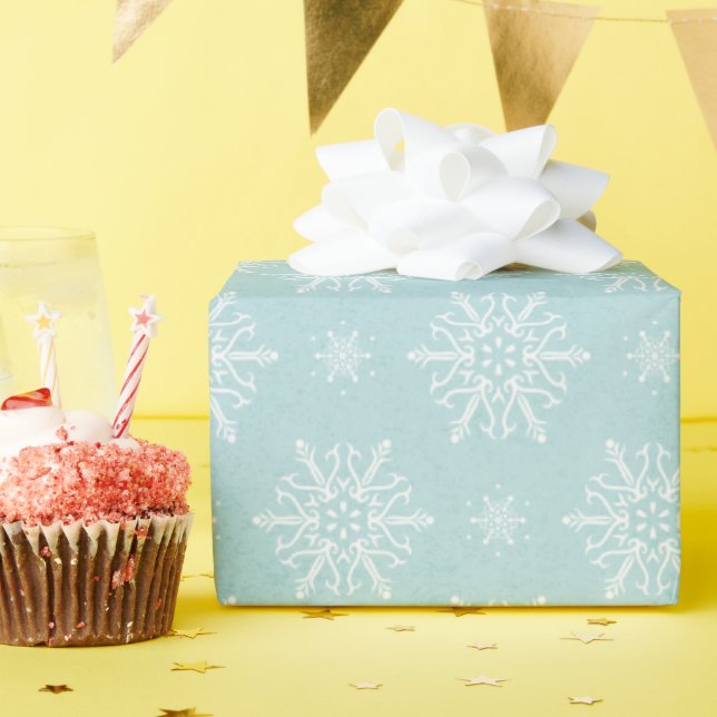 Pretty blue Christmas snowflakes gift wrap (Birthday Party)