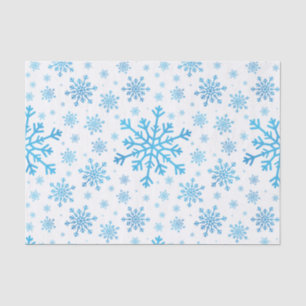 Pretty Blue Christmas Snowflakes on Winter White Tissue Paper