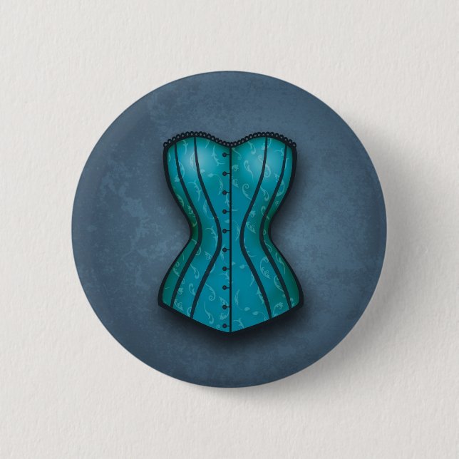 Pretty Blue Corset 2 Inch Round Button (Front)