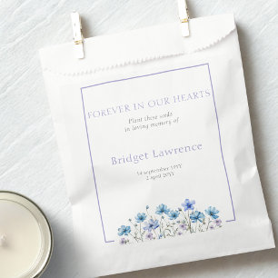 Pretty Blue Cosmos Flowers Funeral Seed Packet Favour Bag