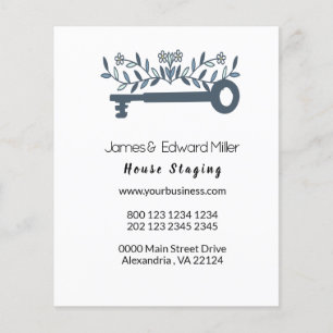 Pretty Blue Country Floral Property Home  Key Flyer