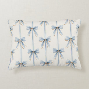 Pretty Blue Cream Bows Accent Pillow