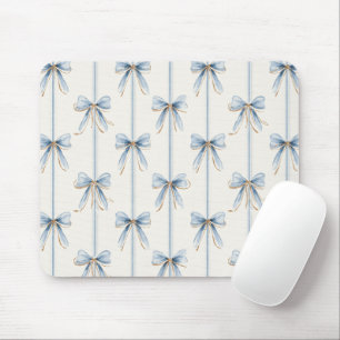 Pretty Blue Cream Bows Mouse Pad