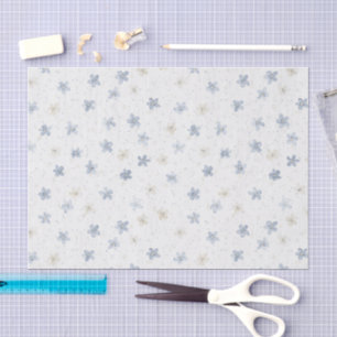 Pretty Blue Cream Flowers Birthday Tissue Paper
