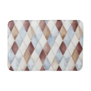 Pretty Blue Cream Tan Brown Diamonds   Bath Mat