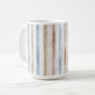 Pretty Blue Cream Tan Stripes   Coffee Mug