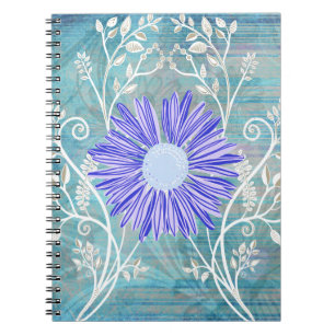 Pretty Blue Daisy Flower Pattern Gifts Notebook