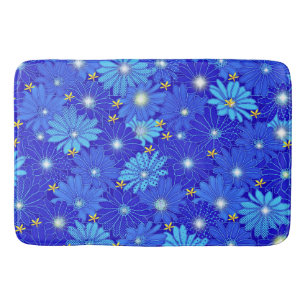 Pretty Blue Daisy Pattern Bath Mat