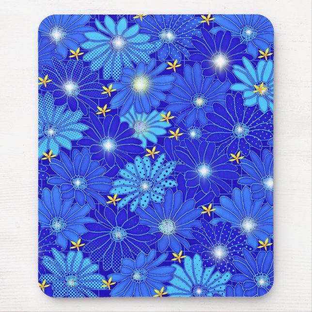 Pretty Blue Daisy Pattern  Mouse Pad (Front)