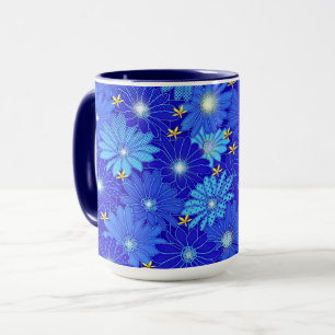 Pretty Blue Daisy Pattern  Mug