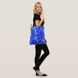Pretty Blue Daisy Pattern Tote Bag