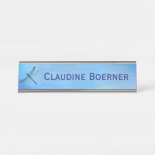 Pretty Blue Dragonfly Desk Hanging Wall Cubicle De Name Plate