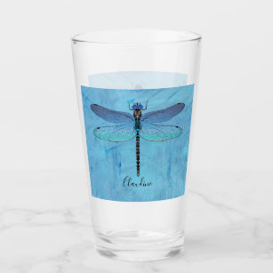 Pretty Blue Dragonfly Drink Beer Pint Glasses