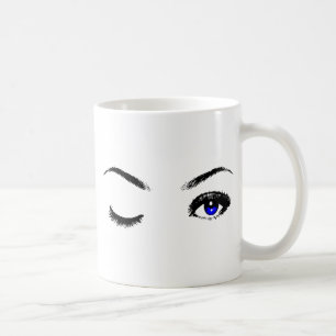Pretty Blue Eyes Winking Coffee Mug