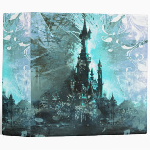 Pretty Blue Fairy Tale Fantasy Castle Binder