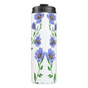 Pretty Blue Floral Design Thermal Tumbler